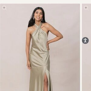 Revelry One Shoulder Satin Dress in Cream